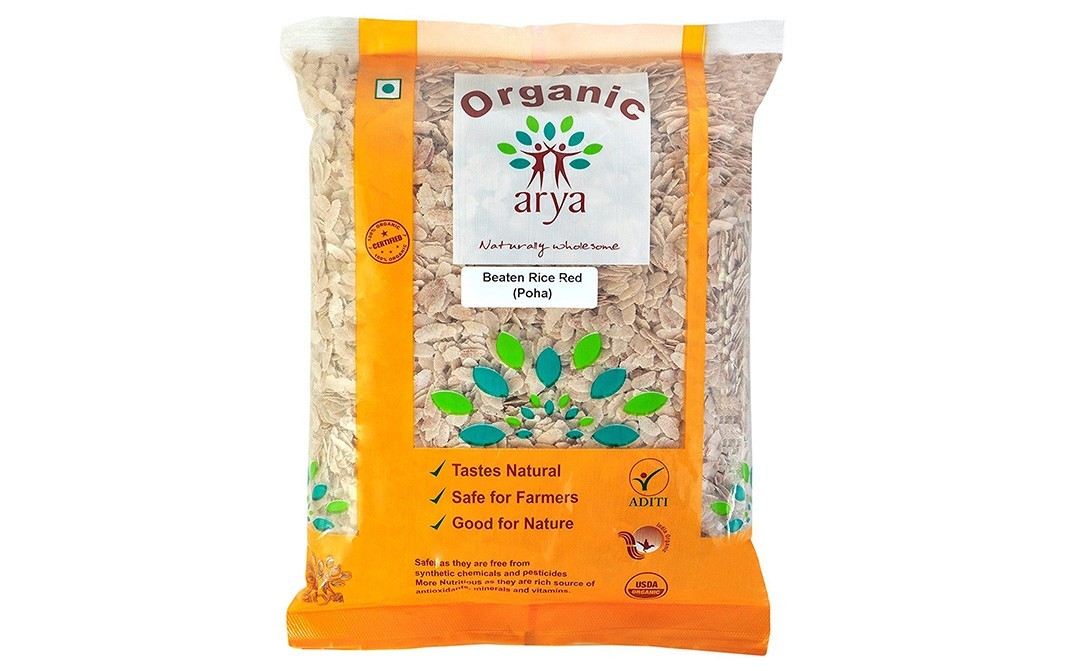 Arya Organic Beaten Rice Red (Poha)   Pack  1 kilogram